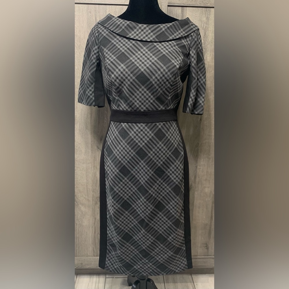 White House Black Market Rockabilly Collared Tartan Pencil Dress Women's Size 0